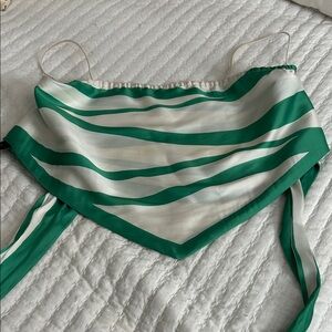 SHEIN Green and White Striped Crop Top